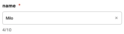 Personalization name field with Milo entered